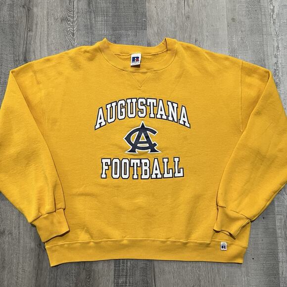 VTG Augustana College Yellow Russell Athletic Rock Island Crewneck Sweatshirt L - Picture 1 of 4